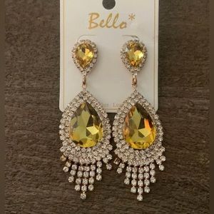 Yellow formal dangle earrings